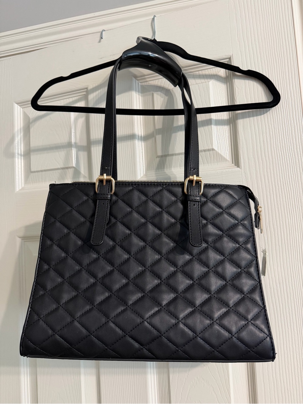 NWT Quilted Black Tote Bag with Gold Hardware MSRP $54